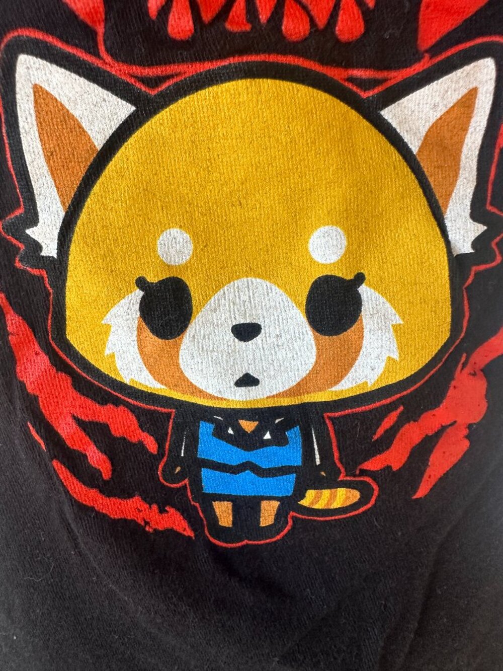 Aggretsuko Retsuko Haida Sanrio Bioworld Men's Black T Shirt Size Medium Hello